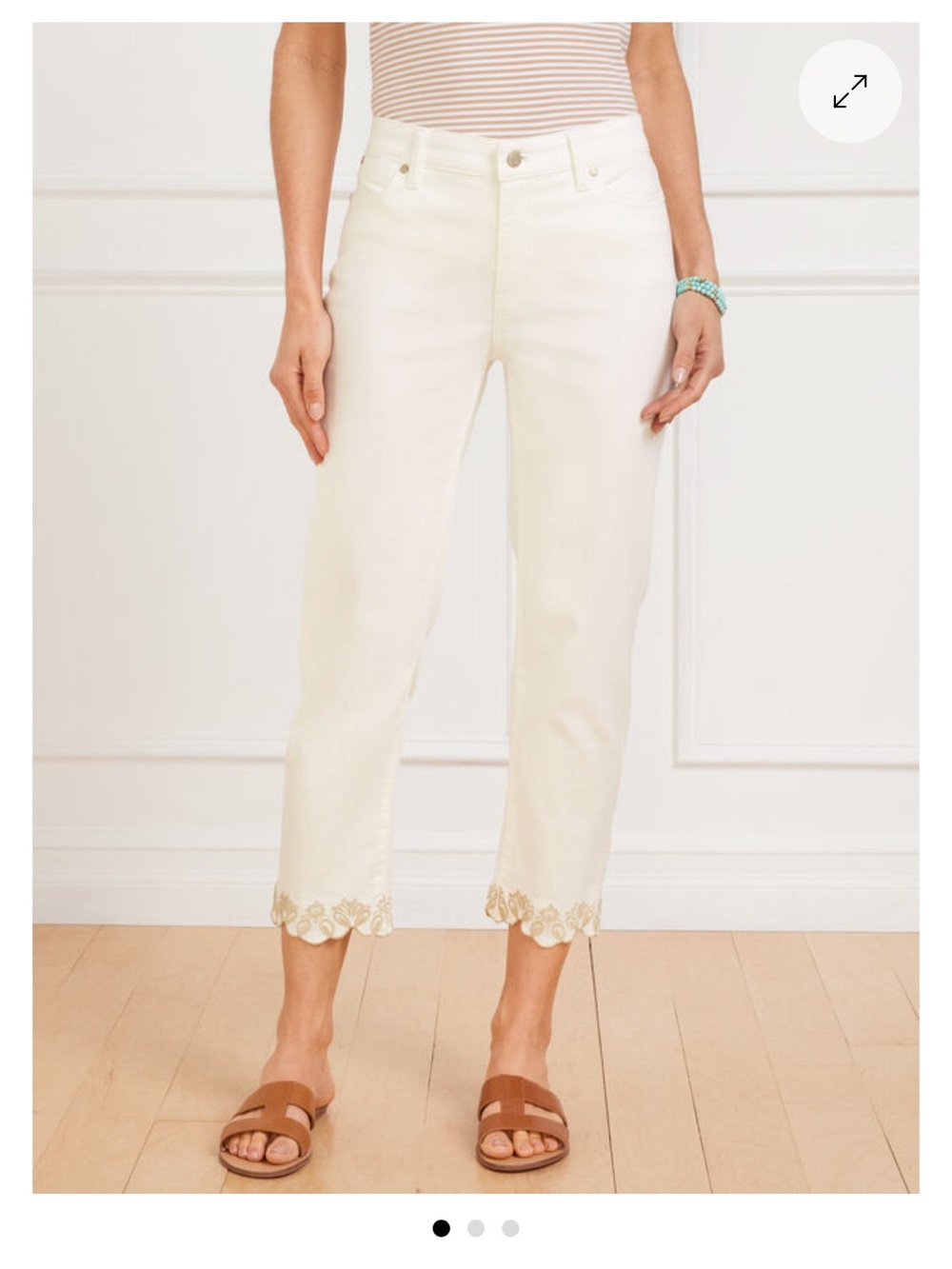 Talbots STRAIGHT CROP SCALLOP HEM JEANS - IVORY